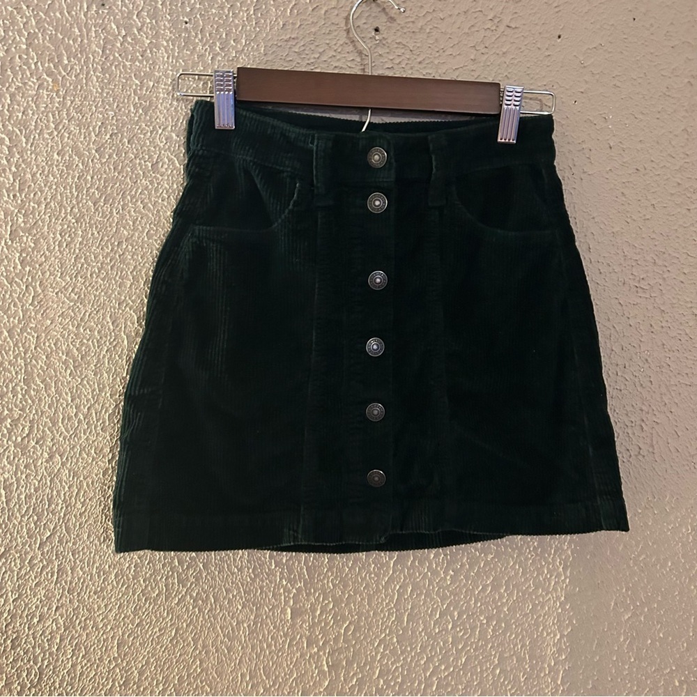 American Eagle Button Up Corduroy Skirt Size 00 Super High Rise A Line